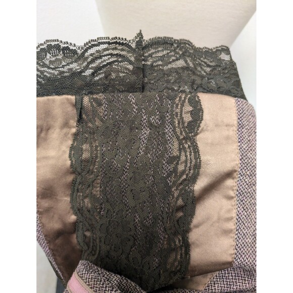 Y2K Anthropologie Brown/Pink Tweed Wool/Silk Blend Skirt sz 10 Preppy Lace - Picture 9 of 11